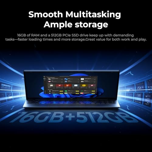 15.6" FHD Laptop, A-MD Ryzen 4300U Processor (Up to 3.7 GHz), 16GB DDR4 RAM, 512GB SSD, WiFi 5, Bluetooth 5.0, 5000mAh Battery - Ideal for Office and Studies - Afbeelding 7