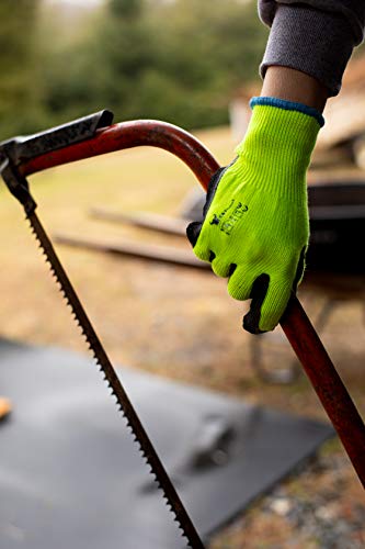 Image of G & F 1516 Premium High Visibility Work and Gardening Gloves for Men and Women, 12 Pairs Pack, MicroFoam Textured Coated Palm and Fingers, Size Small, Green