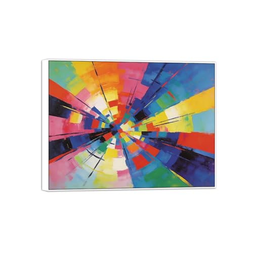 MUHJDYC Abstrait Impression sur Toile-Marbre Tableau Decoration-Moderne Blanc Cadre Tableaux Decoratifs Chambre Salon Bureau(Coloré 4) 80x105cm