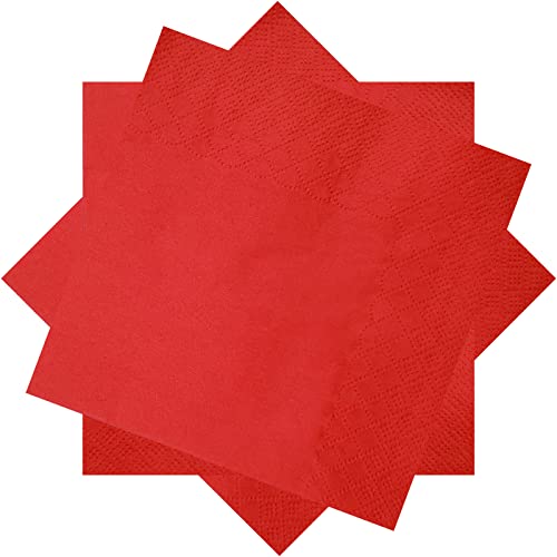 300 Count Red Cocktail Napkins 2-Ply Red Paper Napkins Disposable Beverage Napkins for Bar Weddings Birthday Party