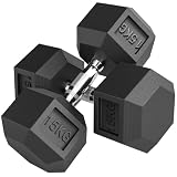 HOMCOM Set di Manubri Palestra da 2x15 kg Esagonale Nero