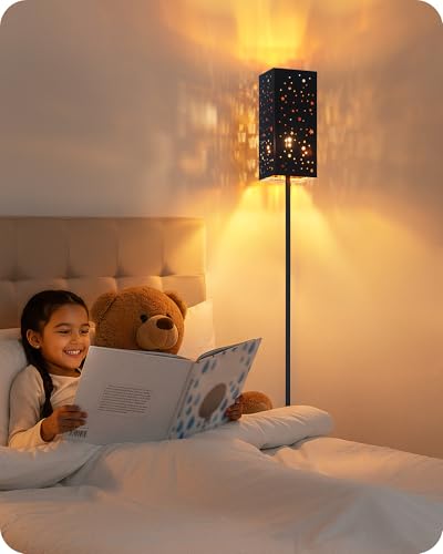 Image of 64.6 inch Floor Lamp, with Foot Switch, Standing Lamp with Sky Stars Design, Modern Freestanding Lamp (Bulb Not Included), for Living Room, Bedroom, Office, ETL Listed,Black Starry Sky AB07LD05