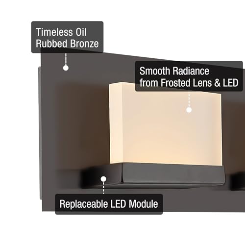 Image of Kira Home Everett 24 inch Modern Integrated LED 3-Light Bathroom Vanity Light