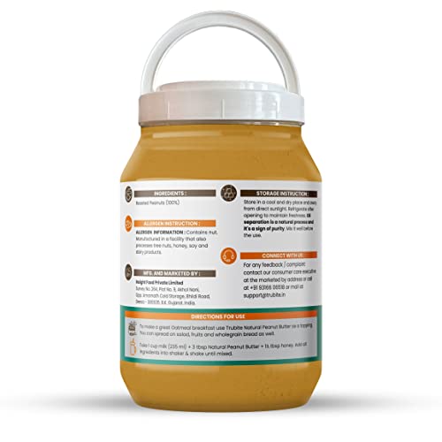 Image of Trubite Natural Peanut Butter (Crunchy) (2.5KG) | Unsweetened | 30g Protein | Non GMO | Gluten Free | Cholesterol Free (2.5KG)