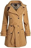Jessica Simpson Womens Trench Coat - Lightweight Belted Softshell Jacket - Polar Fleece Lined Hooded Long Coat for Women, Size Large, Camel