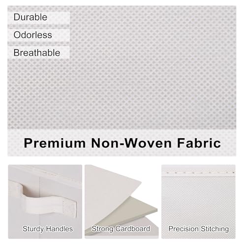 Image of WUIKE Fabric Storage Bins with Lids, Decorative Boxes, Beige, Large, 3-Pack