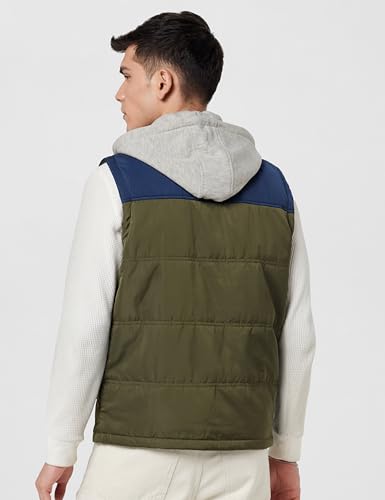 Image of Max Men Polyester Colorblocked Hooded Standard Length Puffer Jacket