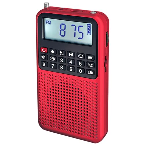 YOFITS YF39 Portable FM AM Radio with Bluetooth, Voice Recording, TF Card Support, Stable Signal Reception, LED Emergency Light, Compact Design for Home and Outdoor Use(Red)