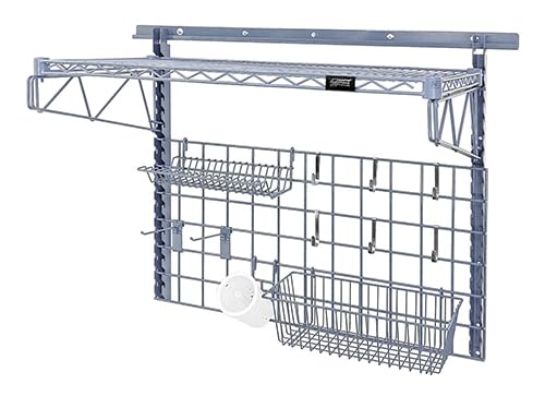 Quantum SGK-401836-2GY Store Grid Medium-Duty Task Station Kit | Heavy-Duty Wall Mount Wire Shelving Unit for Warehouse Storage Distribution | 18"W x 36"H, Gray Epoxy Coated Finish, Carbon Steel, NSF