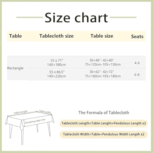 Image of Cortina Tablecloth for Dining Table Waterproof Table Cover, Cotton Linen Fabric Rectangle Tablecloth (Boho-Blue, 6 Seater)