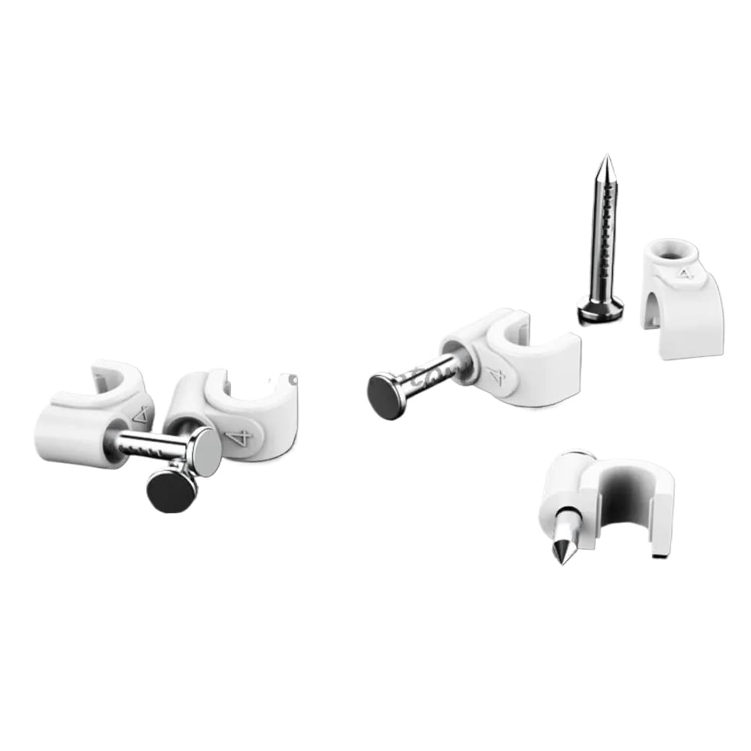 attaches en plastique Clips de câble à clous en acier blanc, 100 pièces, cartes ligne fixation fil circulaire 4 22mm
