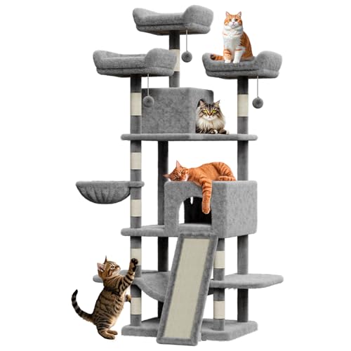 Árbol para Gatos Multi-niveles 68.5 in Gris Claro miniatura 1