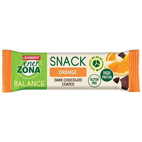 Enervit, Enerzona Protein Snack 40-30-30 Sabor naranja y cacao, 30 barritas proteicas de 33 g para dieta en zona con proteínas de la leche y fibra, sin aceite de palma