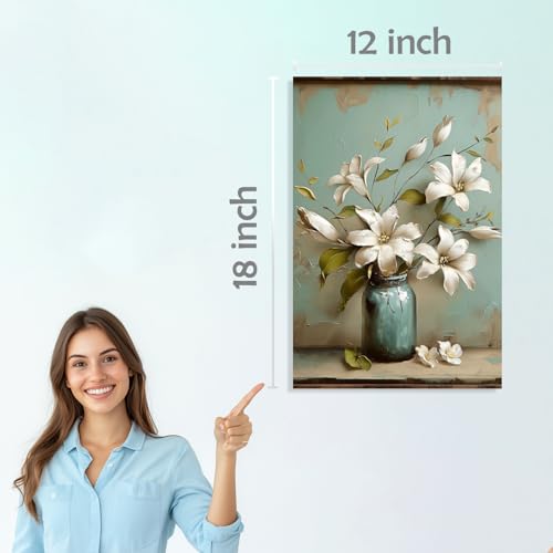 Image of SiddArtify Elegant White Floral Art Print Set - 300GSM Board - 12x18 Inch - Pack of 6 Wall Room Decoration art Poster Prints