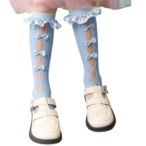 Loose Socks Lace Calf Bowknot High Boot Leg Cover Long Knee Stockings Hollow Out Children Trendy Wear