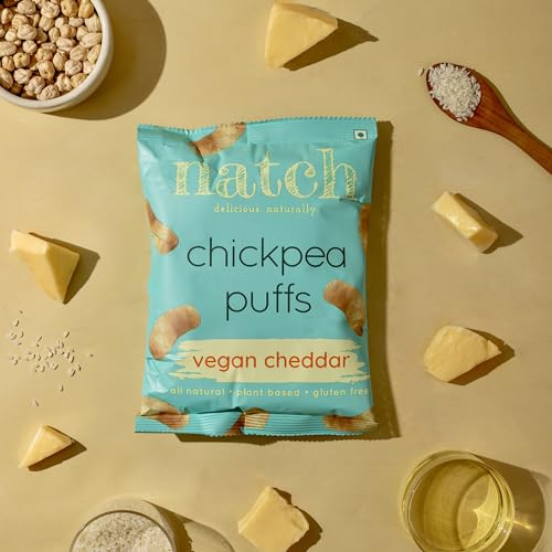 Image of Natch Chickpea Protein Puffs, Healthy Snacks, Rich in Fiber, Not Fried Not Baked Gluten Free, Vegan, Trans Fat Free, Vegan Cheddar, 20g each (Pack of 6)