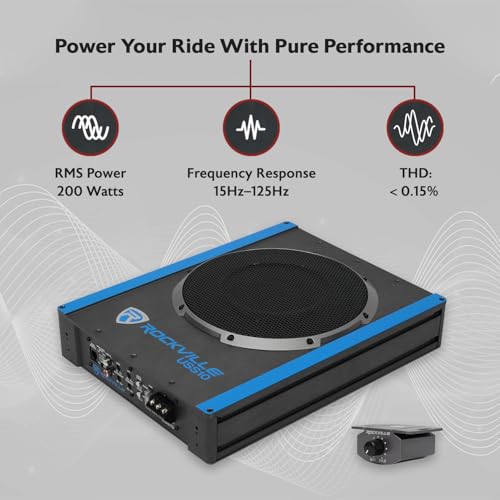 Image of Rockville Rockville USS10 10 inch 800w Slim Under-Seat Active Powered Car /Truck Subwoofer Sub