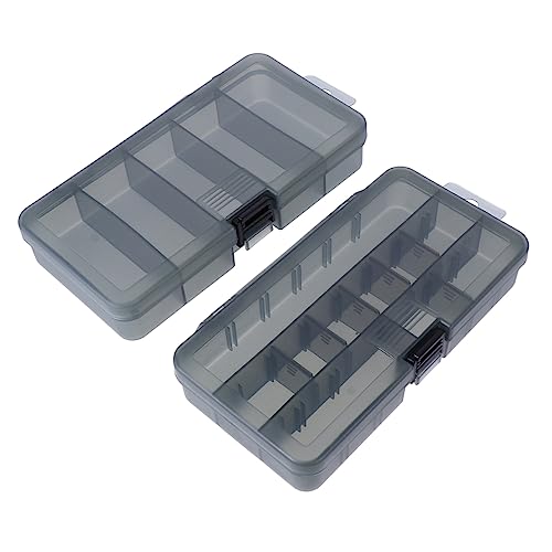 POPETPOP 2 Pcs Box Fishing Tackle Box Transparent Lure Tray Storage Organizer with Dividers for Efficient Fishing Gear Management and Easy Identification of Bait Contents