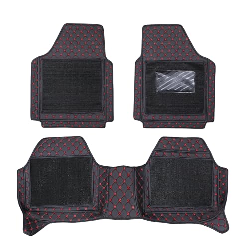Image of CARNEST 7D Car Floor Mats Only Compatible with Accent All Model, Set of 3 Pcs, 100% Waterproof & Washable Luxury 7D Car Foot Mats, Blk /Red