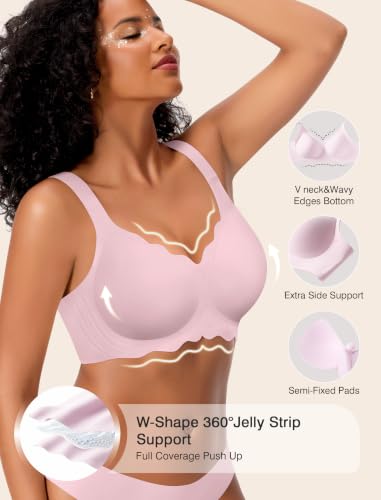 Image of Womens Wireless Jelly Bras No Underwire Support Push Up Removable Straps (U /Cross /Halter) Everyday Sports Bra