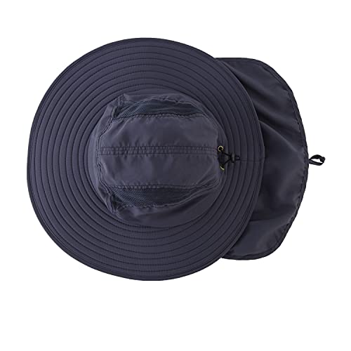 Image of Home Prefer UPF 50+ Mens Wide Brim Fishing Hat with Neck Flap Sun Hat for Men Women Sun Protection Cap
