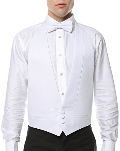 Ferrecci White Pique Backless Tuxedo For Men 100% Cotton Men's Tuxedo Vests | White Vest For Men (Vest Only)- S-Xl #TOP14