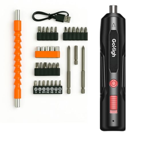 Image of GoHigh PowerPlus Electric Screwdriver - 32 Bits, 4.2V Cordless, 1Hour Fast Charge, Auto Torque, Magnetic Grip | Ideal for Furniture, Electronics & DIY | 1Year Warranty
