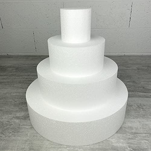Lealoo Pièce montée en Polystyrène, Base diam. 40 cm, 4 étages, Haut. Totale 40 cm, Wedding Cake Haute densité