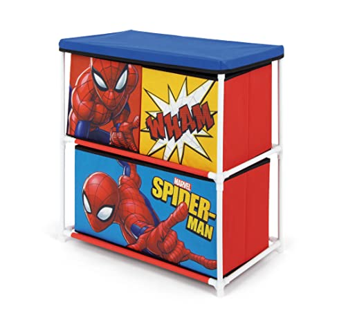 ARDITEX - Étagère pour enfants avec 3 bacs en tissu de Marvel Spiderman - Structure en métal et bacs en polyester - 53x30x60 cm - Bleu et rouge