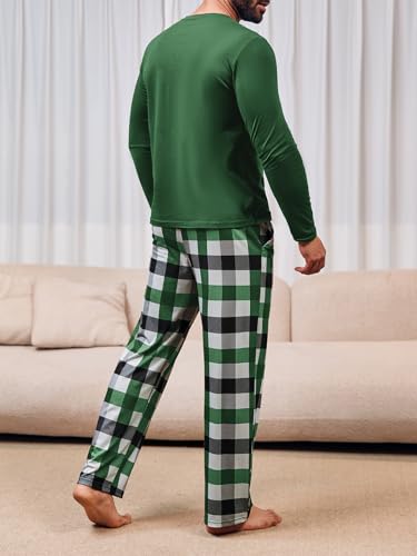 Runcati Mens 2 Piece Pajama Set Plaid Sleepwear PJ Relaxed Fit Stretch Lounge Nightwear Sets4