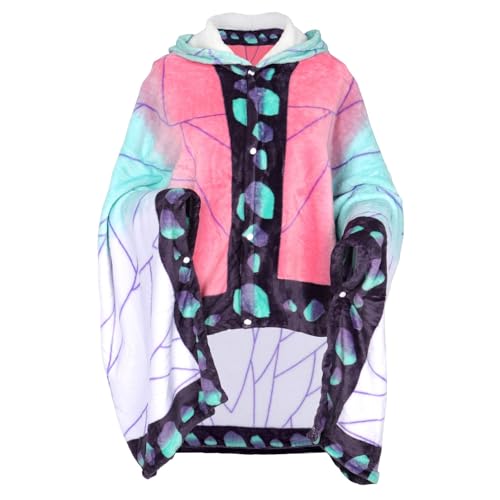 Generisch Estante de pared manta portátil con capucha anime cosplay cálido cómodo capa Shawl suave Pajamas Cape Poncho 160 x 100 cm bufanda gruesa rojo negro, verde, Talla única