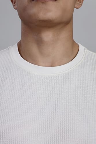 Image of FYLTR Men's Casual Textured Round Neck T-Shirt - Oversize Fit | Stretch Cotton Fabric | Half Sleeves | Soft & Stretchable | Oversized T-Shirts for Men | Loose Fit T-Shirts for Men