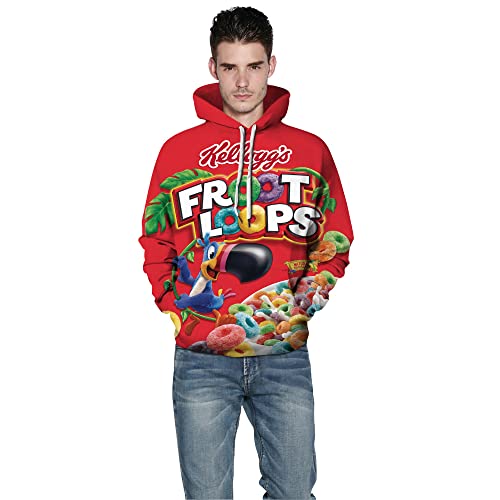 Men's 3D Snacks Animals Printed Pullover Hoodie Baseball Uniform Hoodie Long Sleeve Pullover3