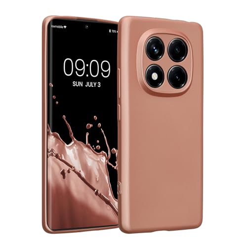 kwmobile Case Compatible with Xiaomi Redmi Note 14 Pro 4G Case -Soft TPU Back Phone Cover - with Metallic Look - Metallic Rose Gold