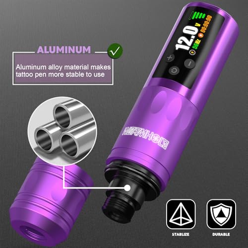 Image of Wormhole Tattoo Gun Kit Xtreme Tattoo Kit Black Tattoo Ink Wireless Tattoo Machine Kit 1,800 mAh Battery Tattoo Power Supply 20 Tattoo Cartridge Needles Multi-function Smart Tattoo Pen