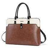 CLUCI Briefcase for Women Oil Wax Leather 15.6 Inch Laptop Slim Business Large Capacity Ladies Shoulder Bags Vintage Brown