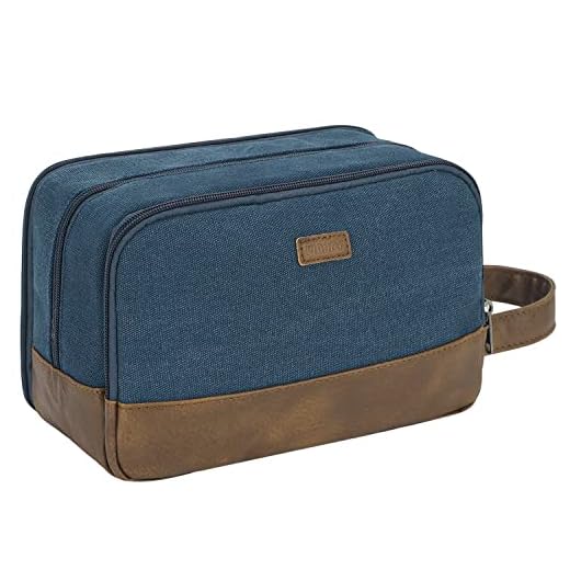 WANDF Trousse de Toilette de Voyage pour Hommes Trousse Toilette Suspendue Organisateurs de Toilettes en Toile Résistant à l'eau Trousse de Rasage pour Accessoires de Toilette(Bleu)