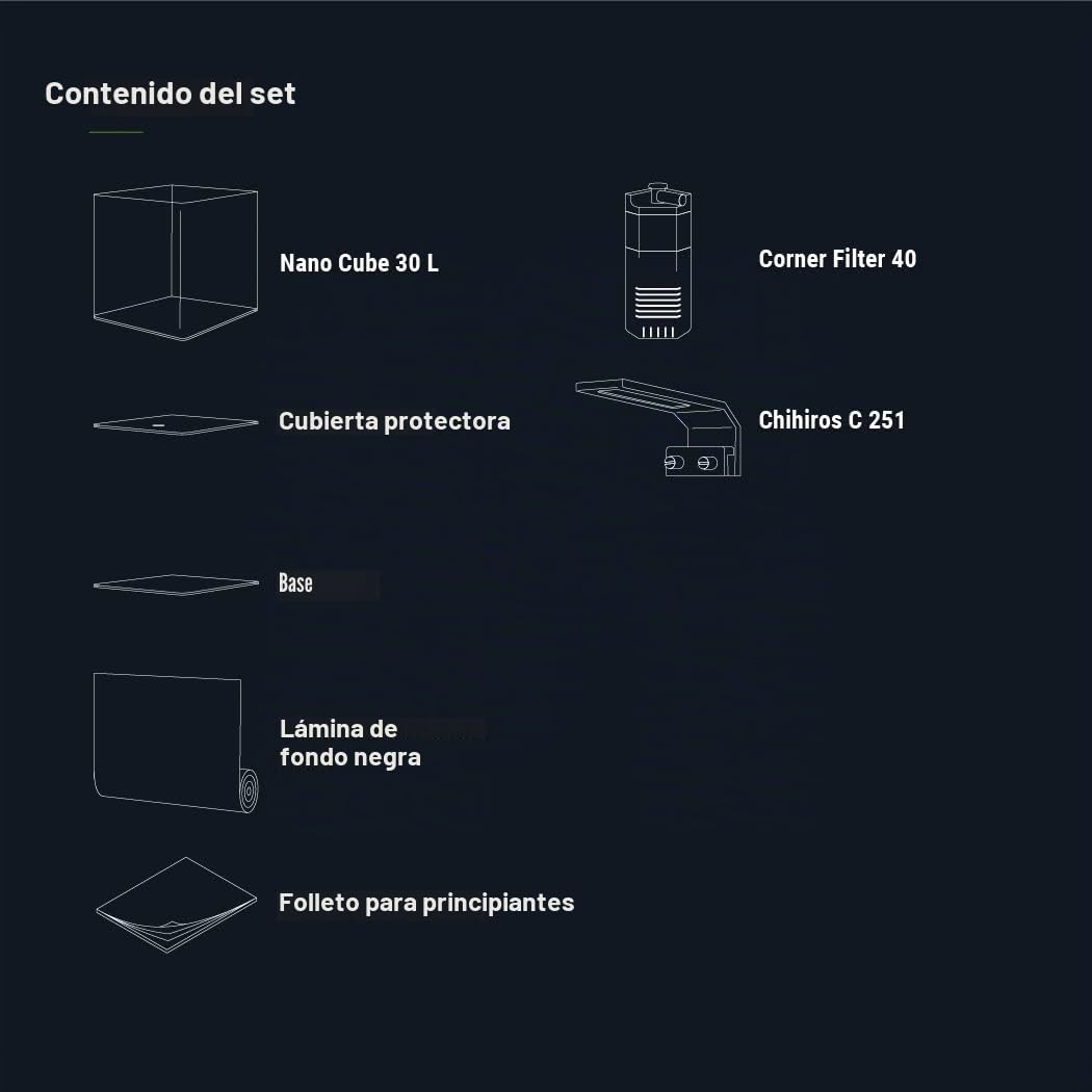 Dennerle Nano Cube Basic 30 litros - Mini acuario con cristal frontal redondeado