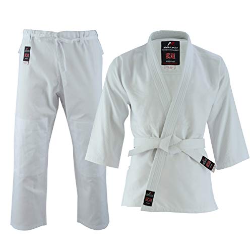 Malino Uniforme de Estudiante Judo-gi Traje Peso Medio para niños con cinturón algodón 450Gsm Blanco tamaño 0000/100