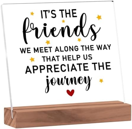 Friendship Gifts for Women Men, Best Friend Acrylic Plaque Birthday Gifts for Friends Sisters Coworkers, Bestie Acrylic Sign with Wooden Stand for Desk Decoration Home Office
