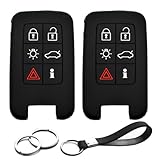INFIPAR 2pcs Compatible with Volvo S60 S80 V40 V60 V70 XC60 XC70 Key Fob Cover Case Key Chain Protector Keyless Entry Remote Smart 6 Buttons Holder
