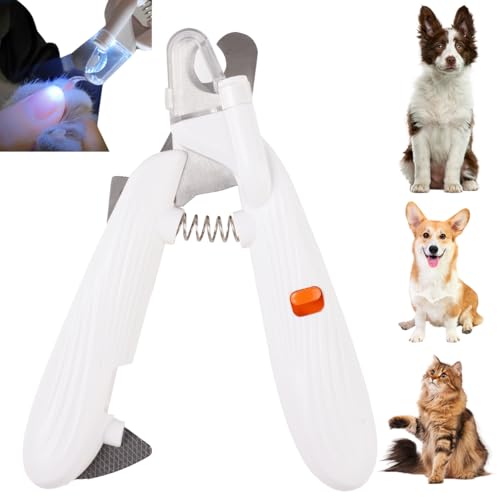 FerraDrend Corta Uñas para Perro, Corta Uñas Gato con Luz LED, Cortauñas Perro, Cortauñas Gato con Protector contra Salpicaduras Transparente para Gatos, Perros, Conejos, Mascotas Medianas y Pequeñas