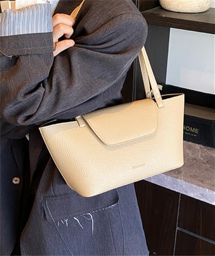 Trendy Vegan Leather Shoulder Bag for Women Large Tote Purse Casual Commuter Handbag Underarm Satchel 2pcs4