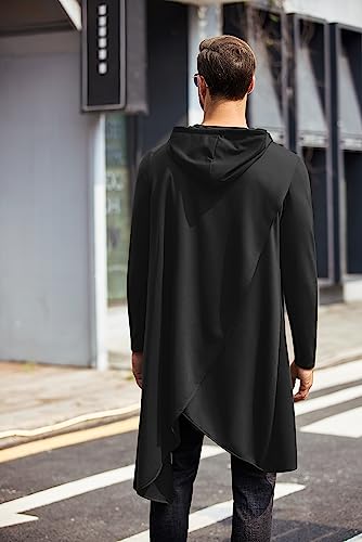 COOFANDY Men's Hooded Poncho Cape Cloak Casual Asymmetric Hem Hoodie Sweatshirts2