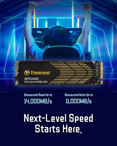 Image of Transcend M.2 2280 1TB Gen5x4 Internal SSD with Heatsink, Up to 14,000MB /s | Storage Expansion for PS5 /PC /Laptop, Tailored for Gamer /Video Editor /High-End Creator /AI Developer, PCIe 5 NVMe, 3D TLC NAND