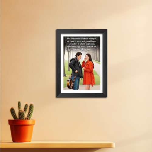 Image of TenorArts Jab tak Hai Jaan Poster Bollywood Movie Shah Rukh Khan Quotes Vector Art Vector Art Posters Photo Framed Painting With Black Wooden Textures (12inches x 9inches)