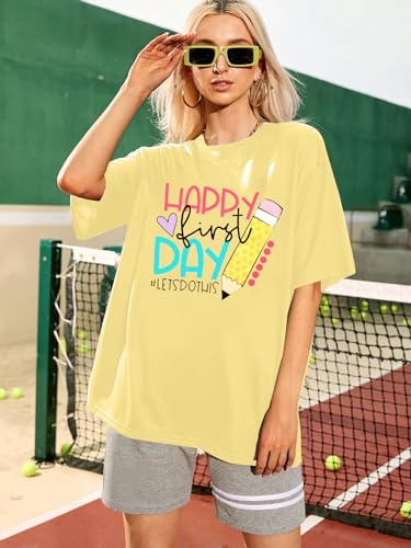 Happy First Day of School Shirt Woman Oversized Graphic Tee Back to School Shirts Teachers Gift Tee Tops - Image 7