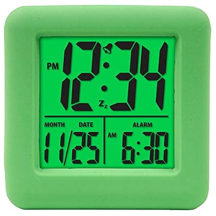 Equity 70911 Digital Green Silicone Cube Alarm Clock with On Demand Backlight product image