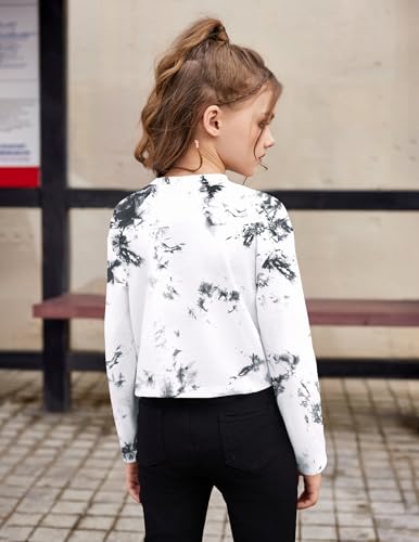 Image of Arshiner Girls Crop Tops Long Sleeve Shirts Drop Shoulder Crewneck Casual Fashion T Shirts Tee