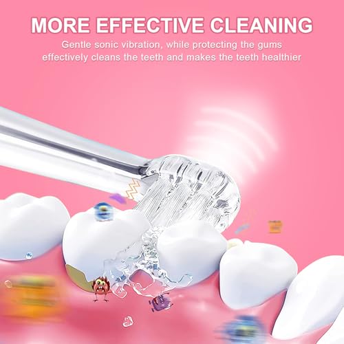 YUNCHI K3 Elektrische Zahnbürste Kinder ab 0-6 Jahre Baby mit buntem LED Licht Smart Timer Kinderzahnbürste Elektrisch Kleinkind Schallzahnbürste mit 4 Weiche Bürstenköpfe (Rosa Einhorn) – Bild 7